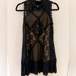 Black Lace Sleeveless Dress with open back